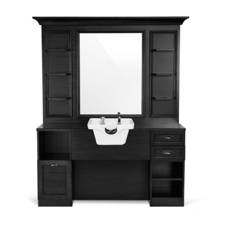 Bancada de Barbeiro Jules Preta  ( Cerâmica Branca )