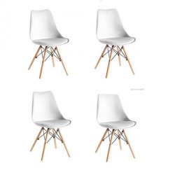 Conjunto de 4 cadeiras Eiffel brancas com almofada