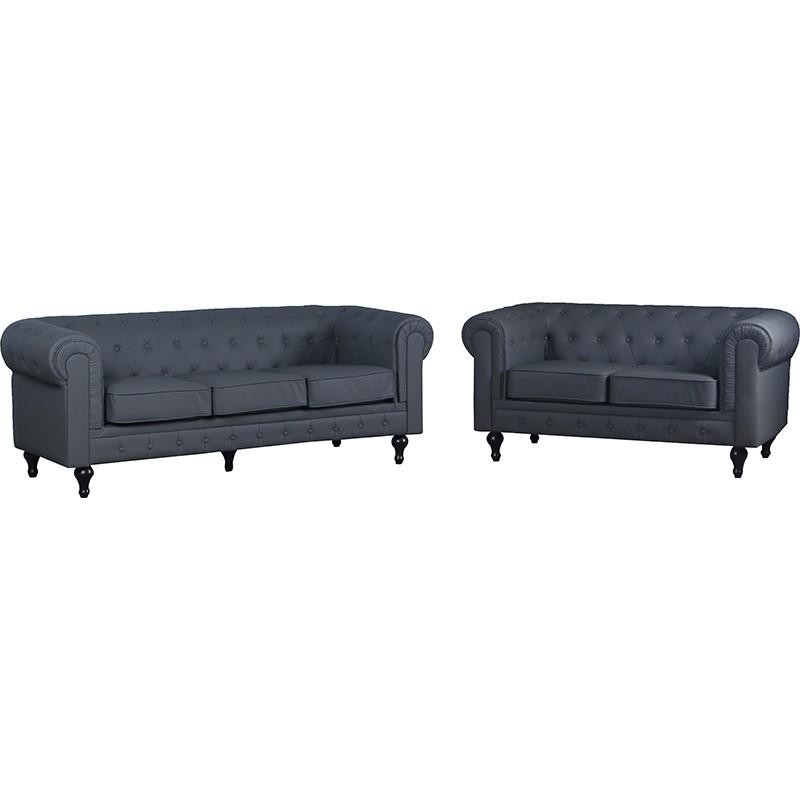 Sillon Chester Gris 2 Plazas