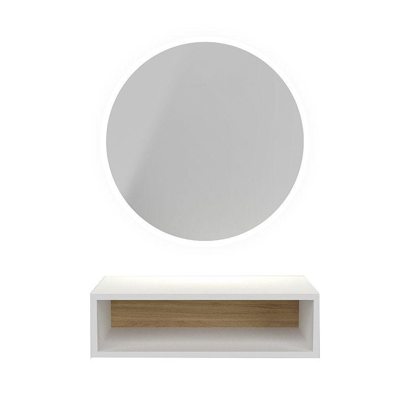 Tocador Peluqueria LED Nask Redondo Estante Blanco