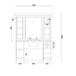 Toucador de Barbearia Bansa Preto com Cerâmica Preta