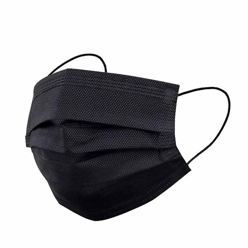Máscaras cirúrgicas descartáveis de 3 camadas (50 unid.) Preto