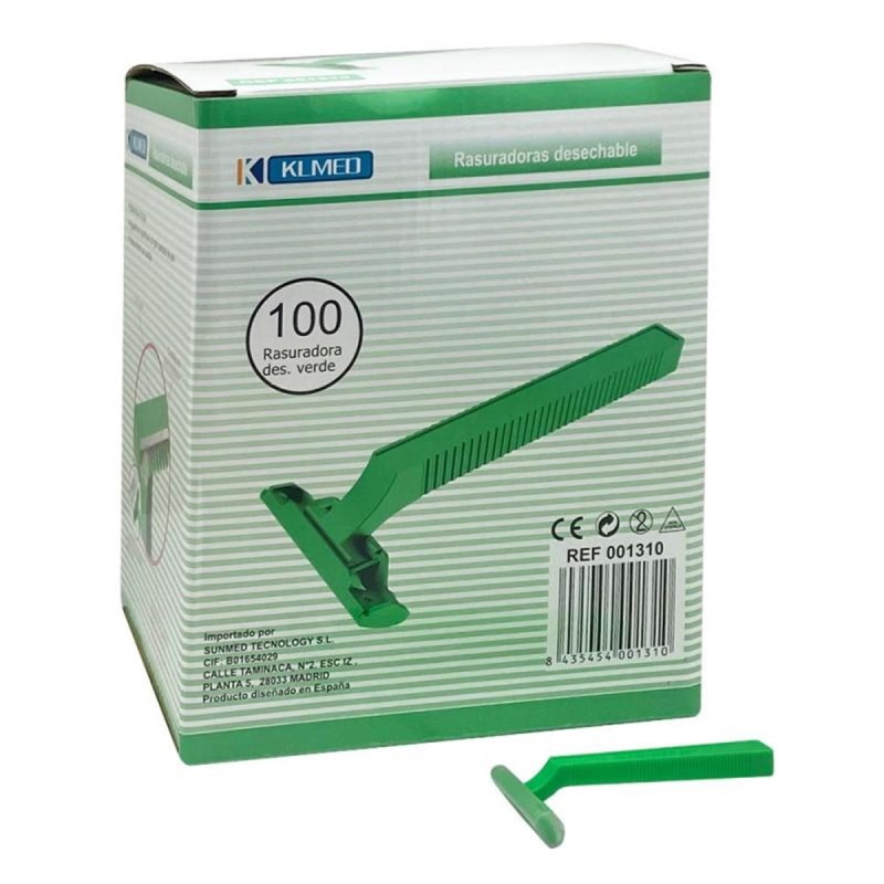 Rasuradoras desechables de 1 hoja. 100 uds Verdes