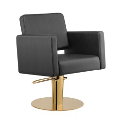 Silla Peluqueria Drim Negra Base Redonda Dorada