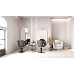 Tocador Peluqueria LOOP Ovalado LED Marco Dorado