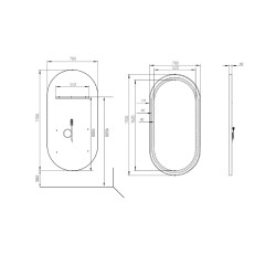 Tocador Peluqueria LOOP Ovalado LED Marco Dorado