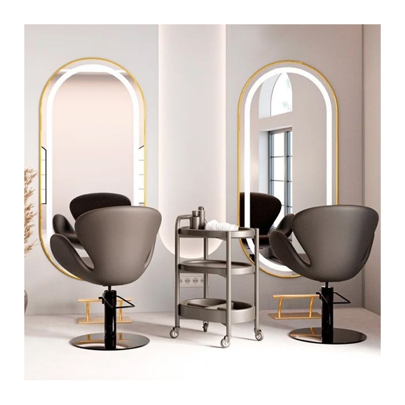 Tocador Peluqueria LOOP Ovalado LED Marco Dorado Tocador Peluqueria LOOP Ovalado LED Marco Dorado