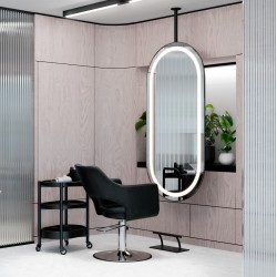 Tocador Peluqueria LOOP Ovalado LED Marco negro