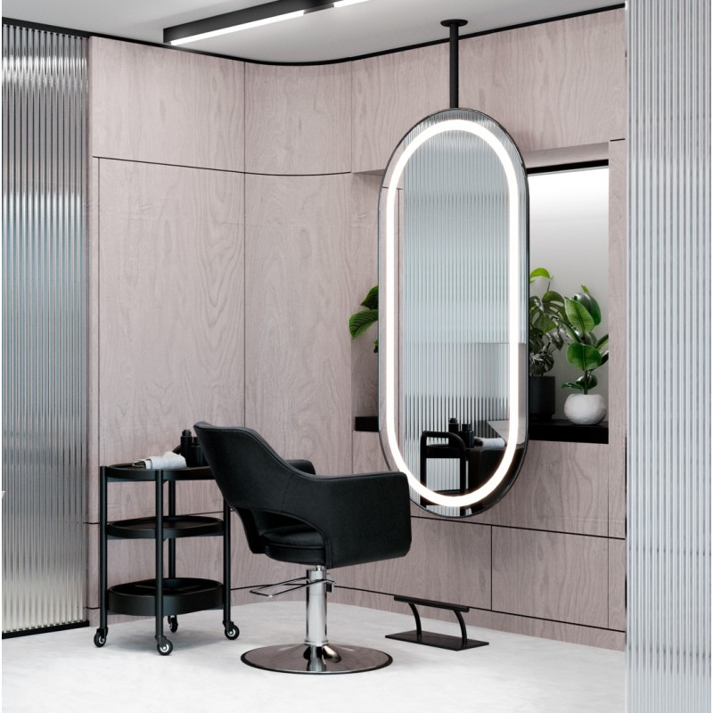 Tocador Peluqueria LOOP Ovalado LED Marco negro Tocador Peluqueria LOOP Ovalado LED Marco negro
