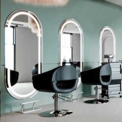 Tocador Peluqueria LOOP Ovalado LED Marco Plata