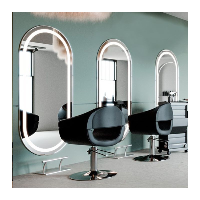 Tocador Peluqueria LOOP Ovalado LED Marco Plata Tocador Peluqueria LOOP Ovalado LED Marco Plata