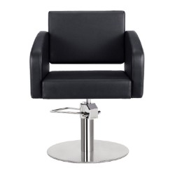 Sillon Peluqueria Nicolle Negra Base Redonda Cromada
