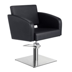 Sillon Peluqueria Loris Negra Base Cuadrada Cromada