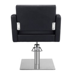 Sillon Peluqueria Loris Negra Base Cuadrada Cromada