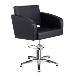 Sillon Peluqueria Nicolle Negra Base Estrella Cromada