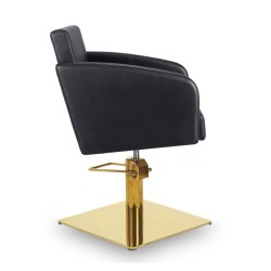 Sillon Peluqueria Loris Negra Base Cuadrada Dorada