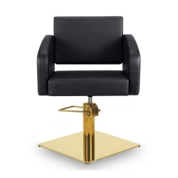 Sillon Peluqueria Loris Negra Base Cuadrada Dorada