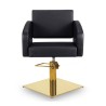 Sillon Peluqueria Loris Negra Base Cuadrada Dorada