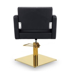 Sillon Peluqueria Loris Negra Base Cuadrada Dorada