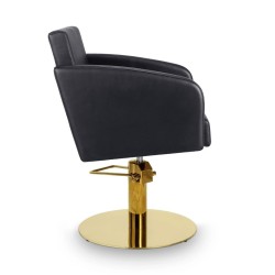Sillon Peluqueria Loris Negra Base Redonda Dorada