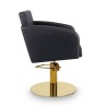 Sillon Peluqueria Loris Negra Base Redonda Dorada