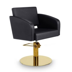 Sillon Peluqueria Loris Negra Base Redonda Dorada
