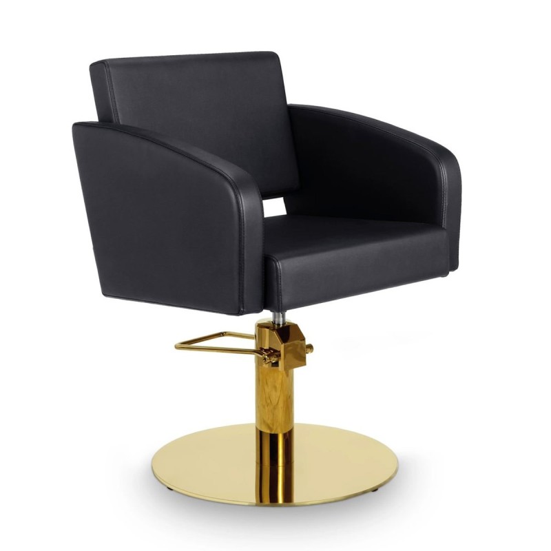 Sillon Peluqueria Loris Negra Base Redonda Dorada Sillon Peluqueria Loris Negra Base Redonda Dorada