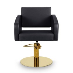 Sillon Peluqueria Loris Negra Base Redonda Dorada