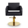 Sillon Peluqueria Loris Negra Base Redonda Dorada