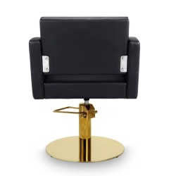 Sillon Peluqueria Loris Negra Base Redonda Dorada