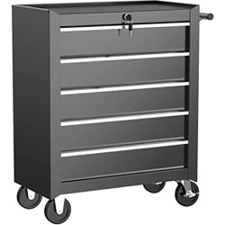 Carro Auxiliar Negro Crux 5 Cajones para Barberia - Tatuaje - Herramie