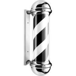 Poste Barbero Cromado Blanco y Negro