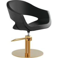 Sillon de Peluqueria Auric Negra Base Redonda Dorada