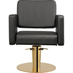 Silla Peluqueria Drim Negra Base Redonda Dorada