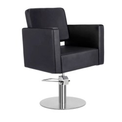 Sillon de Peluqueria Dora Negra Base Redonda Cromada