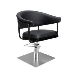 Sillon de Peluqueria Lyra Negra Base Cuadrada Cromada