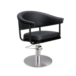 Sillon de Peluqueria Lyra Negra Base Redonda Cromada