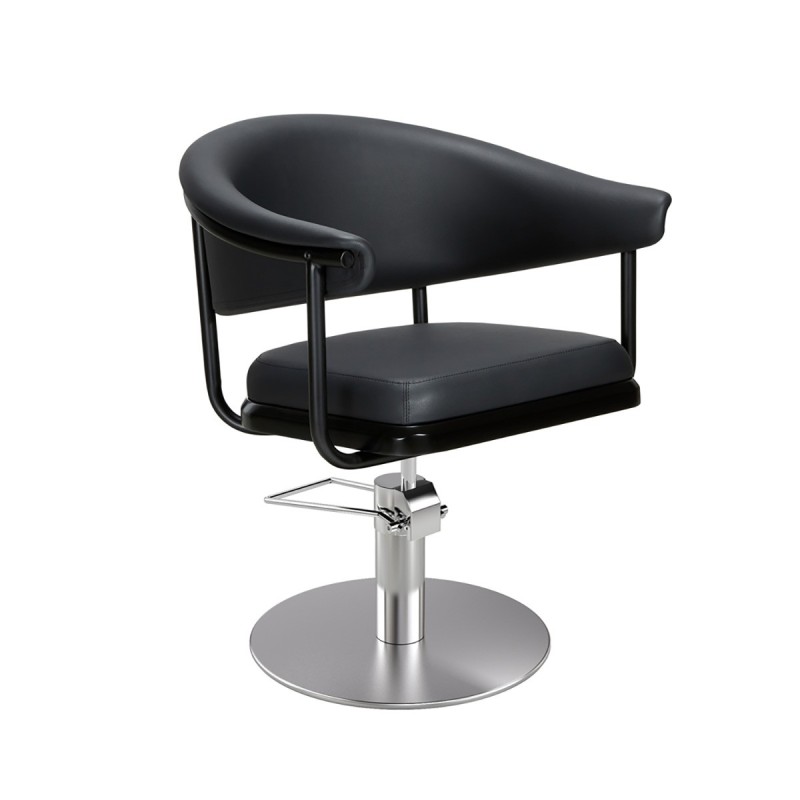 Sillon de Peluqueria Lyra Negra Base Redonda Cromada