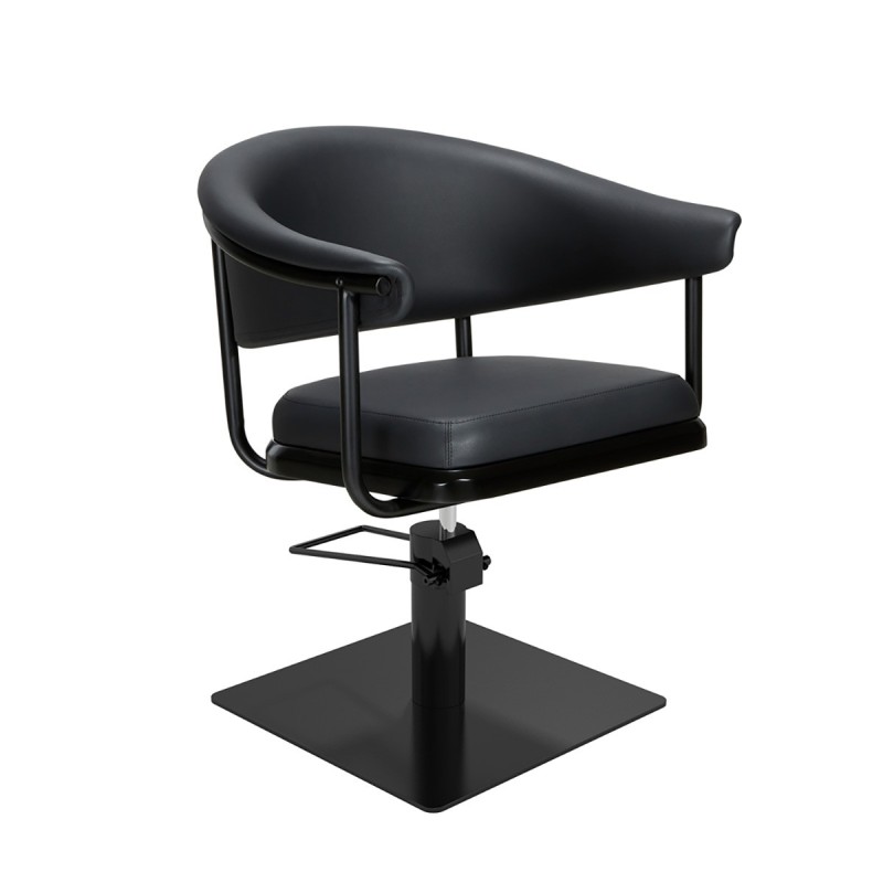 Sillon de Peluqueria Lyra Negra Base Cuadrada Negra