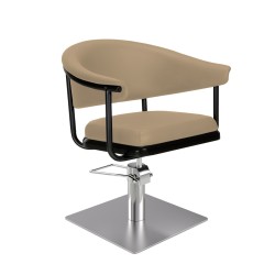Sillon de Peluqueria Lyra Beige Base Cuadrada Cromada