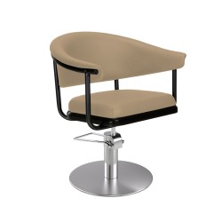 Sillon de Peluqueria Lyra Beige Base Redonda Cromada