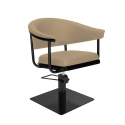 Sillon de Peluqueria Lyra Beige Base Cuadrada Negra