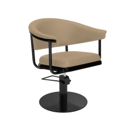 Sillon de Peluqueria Lyra Beige Base Redonda Negra