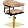 Sillon de Peluqueria Lyra Beige Base Redonda Dorada