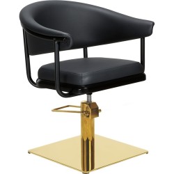 Sillon de Peluqueria Lyra Negra Base Cuadrada Dorada