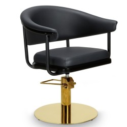 Sillon de Peluqueria LYRA Negra Base Redonda Dorada