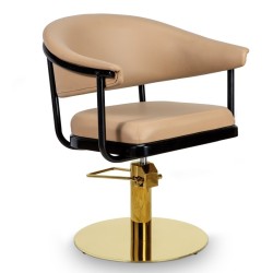 Sillon de Peluqueria LYRA Beige Base Redonda Dorada