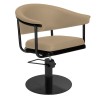 Sillon de Peluqueria Lyra Beige Base Redonda Negra
