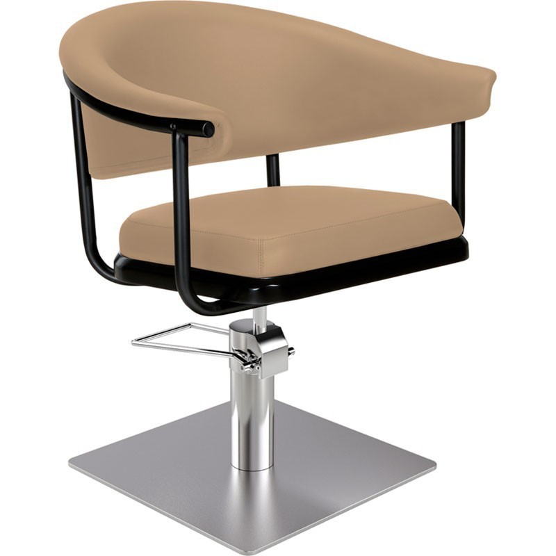 Sillon de Peluqueria Lyra Beige Base Cuadrada Cromada
