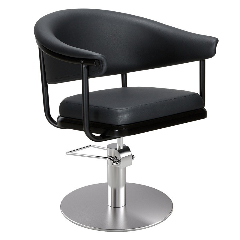Sillon de Peluqueria Lyra Negra Base Redonda Cromada